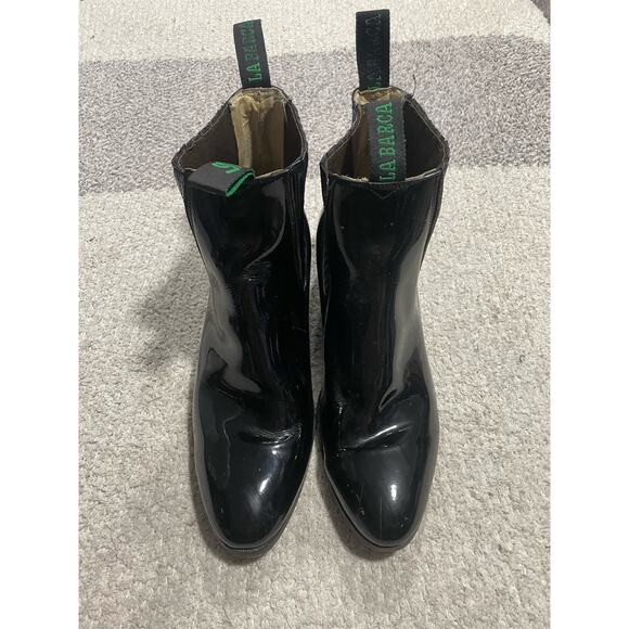 La Barca Charol Botine Chelsea Boots Men's Size 10 Slip On Patent Leather Black - Picture 6 of 16